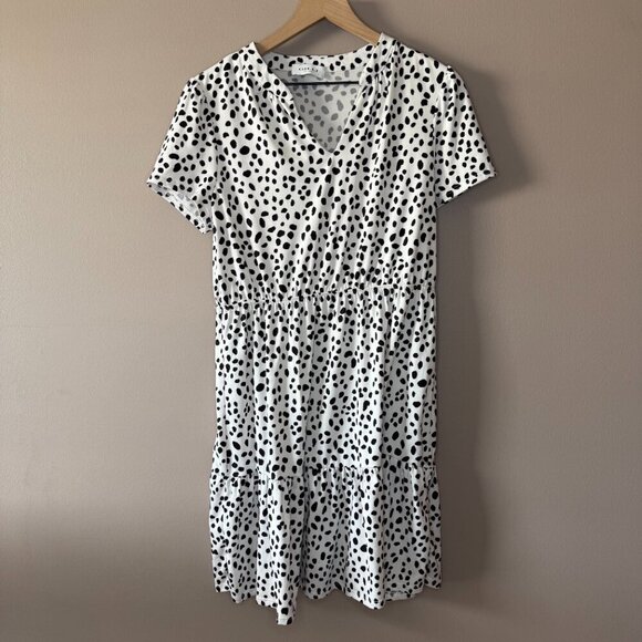 Women's L Gilli Short Sleeves Dalmatian Spotted Print Dress - Picture 3 of 7